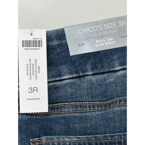 NWT Chico’s Jeans 16R Fits 12–14 Pull-On Slim Bootcut Preppy Classic Americana - Picture 7 of 12